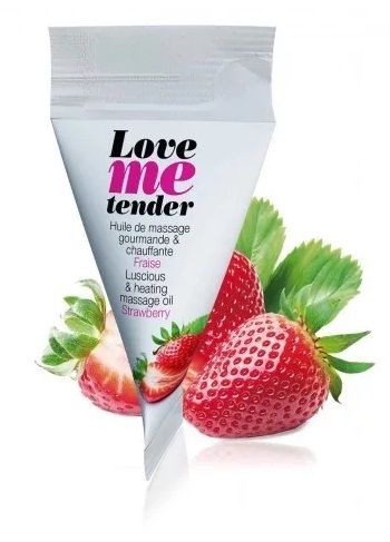 Съедобное согревающее массажное масло Love Me Tender Strawberry с ароматом клубники - 10 мл. - Love to Love - купить с доставкой в Шахтах