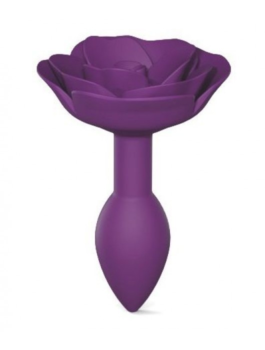 Фиолетовая анальная пробка с ограничителем-розой Open Rose Size S Butt Plug - Love to Love