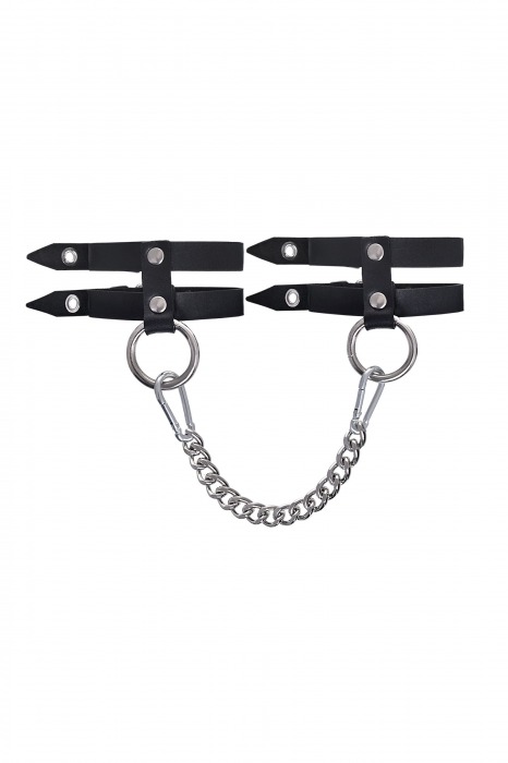Черные однослойные кожаные оковы из двух ремешков - Pecado - купить с доставкой в Шахтах
