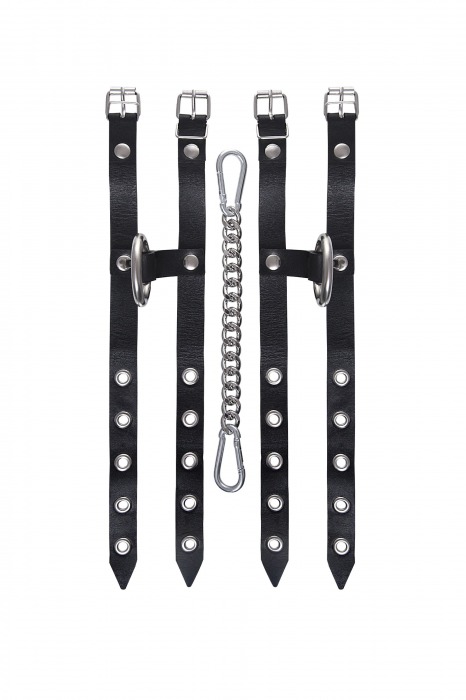 Черные однослойные кожаные оковы из двух ремешков - Pecado - купить с доставкой в Шахтах
