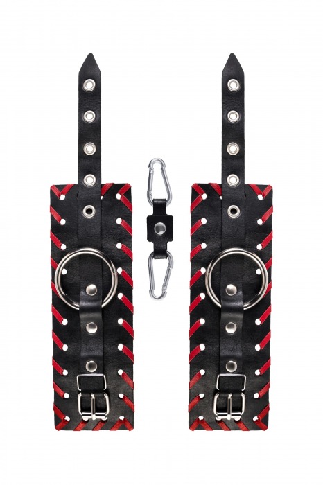 Черно-красные наручники из натуральной кожи - Pecado - купить с доставкой в Шахтах
