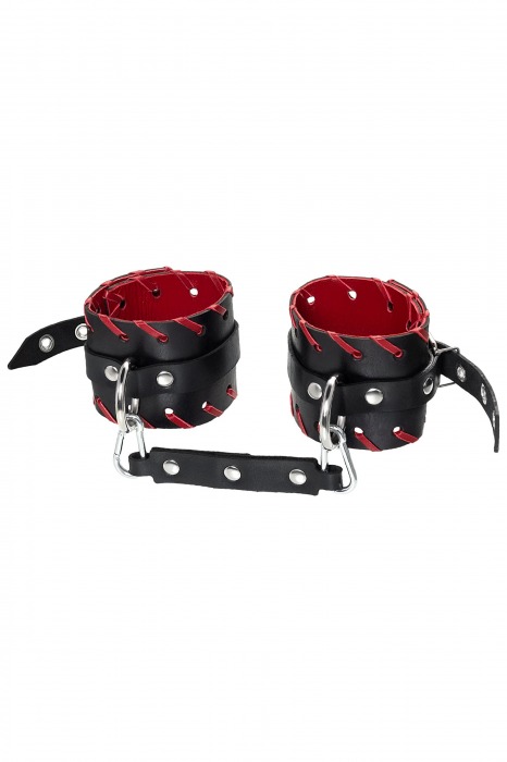 Черно-красные оковы из натуральной кожи - Pecado - купить с доставкой в Шахтах