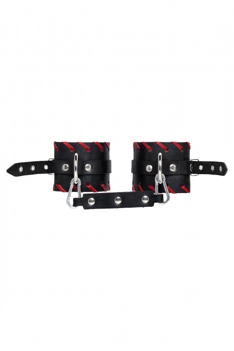 Черно-красные оковы из натуральной кожи - Pecado - купить с доставкой в Шахтах