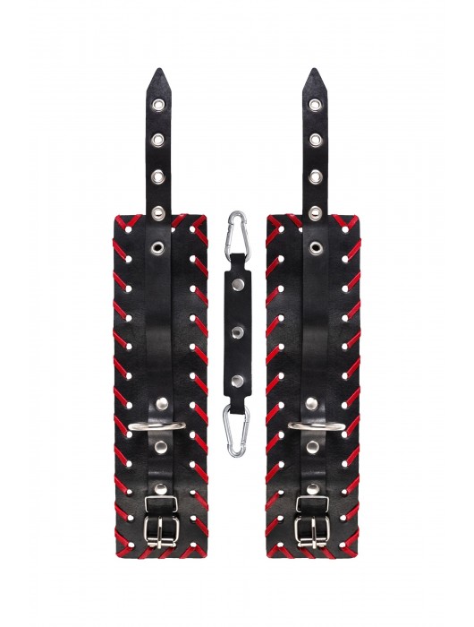 Черно-красные оковы из натуральной кожи - Pecado - купить с доставкой в Шахтах