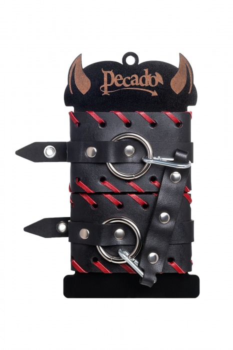 Черно-красные оковы из натуральной кожи - Pecado - купить с доставкой в Шахтах