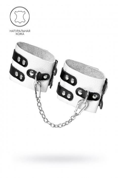 Бело-черные оковы с двумя ремешками и люверсами - Pecado - купить с доставкой в Шахтах