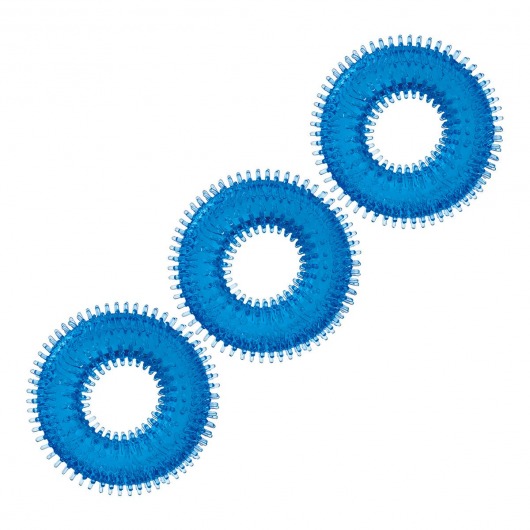 Комплект из трех голубых колец для эрекции 3-Pack Ultra-Stim Stretch Cock Rings - BlueLine - в Шахтах купить с доставкой
