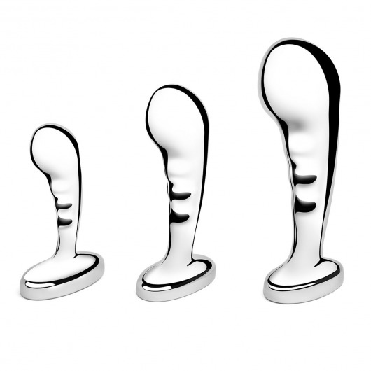 Набор из 3 стальных стимуляторов простаты Stainless Steel P-spot Training Set - b-Vibe - в Шахтах купить с доставкой