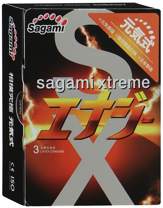 Презервативы Sagami Xtreme ENERGY с ароматом энергетика - 3 шт. - Sagami - купить с доставкой в Шахтах