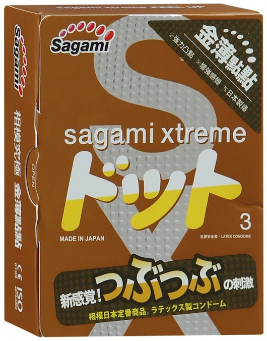 Презервативы Sagami Xtreme FEEL UP с точечной текстурой и линиями прилегания - 3 шт. - Sagami - купить с доставкой в Шахтах