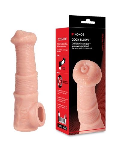 Телесная фантазийная насадка на член Cock Sleeve Size M - KOKOS - в Шахтах купить с доставкой