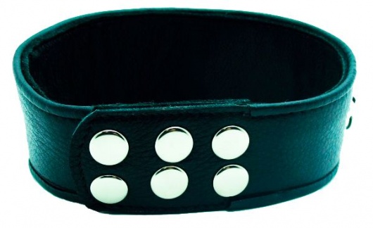 Чёрный кожаный ошейник с полукольцами и клёпками - БДСМ Арсенал - купить с доставкой в Шахтах