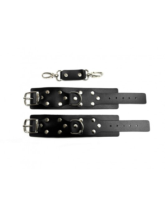 Черные кожаные наручники Sex Game - БДСМ Арсенал - купить с доставкой в Шахтах