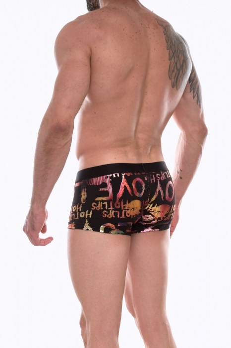 Черные трусы-боксеры с разноцветным блестящим принтом - Don Moris купить с доставкой