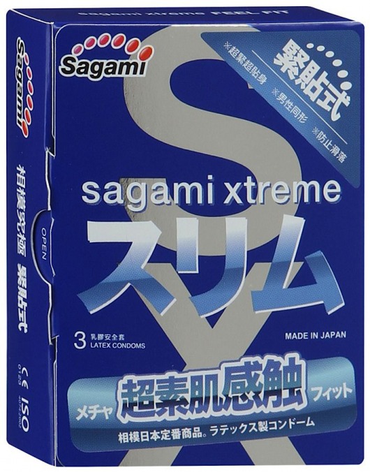 Розовые презервативы Sagami Xtreme FEEL FIT 3D - 3 шт. - Sagami - купить с доставкой в Шахтах