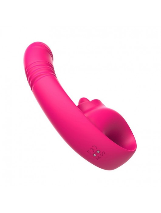 Розовый изогнутый вибратор с фрикциями - 19,7 см. - I-MOON