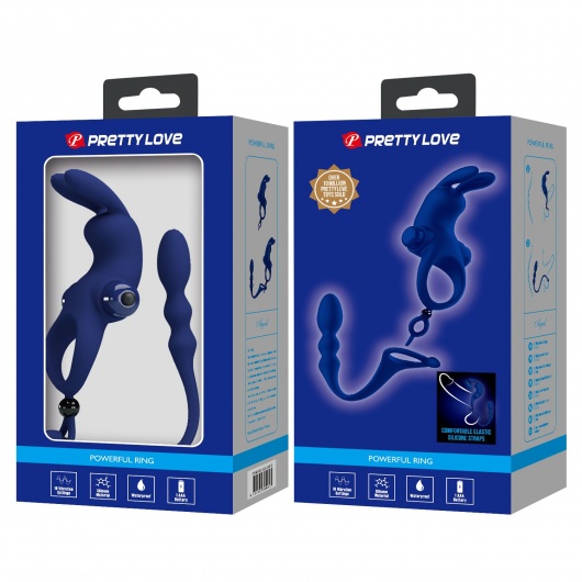 Синее эрекционное виброкольцо со съемным анальным хвостом - Baile - в Шахтах купить с доставкой