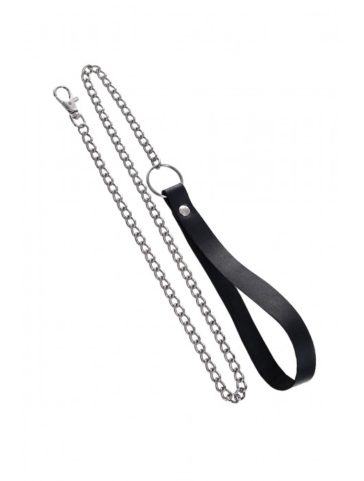 Черный кожаный ошейник-воротник с поводком - Pecado - купить с доставкой в Шахтах