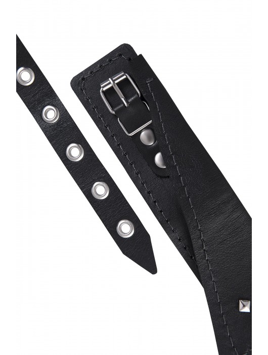 Черный кожаный ошейник-воротник с поводком - Pecado - купить с доставкой в Шахтах