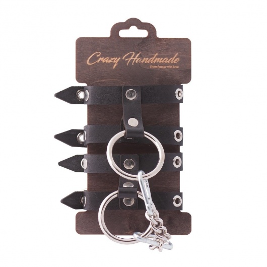 Черные однослойные наручники из натуральной кожи - Crazy Handmade - купить с доставкой в Шахтах