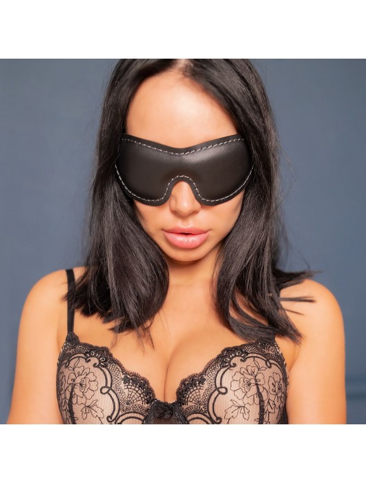 Черная мягкая закрытая маска из натуральной кожи - Crazy Handmade - купить с доставкой в Шахтах