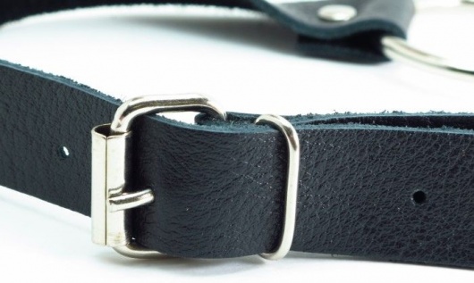 Черный кожаный кляп с кольцом - БДСМ Арсенал - купить с доставкой в Шахтах