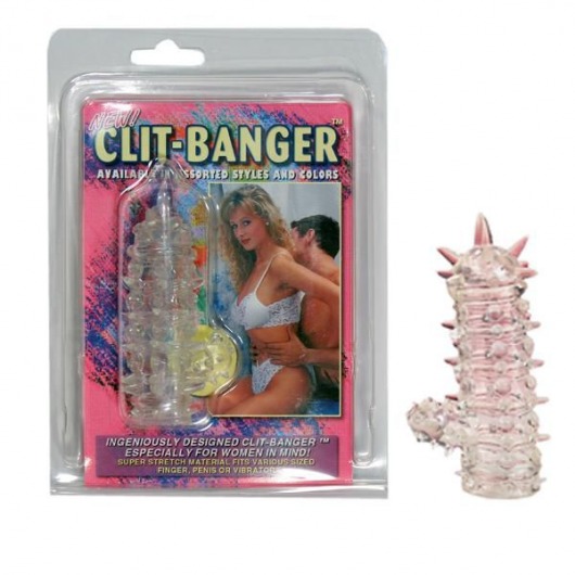 Прозрачная насадка с шипами и клиторальной шишечкой CLIT-BANGER SLEEVE IN CLEAR - Tonga - в Шахтах купить с доставкой