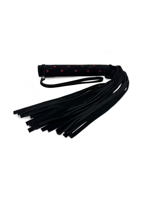 Черная замшевая плеть с красными точками на рукояти Red dot Princess - 43 см. - БДСМ Арсенал - купить с доставкой в Шахтах
