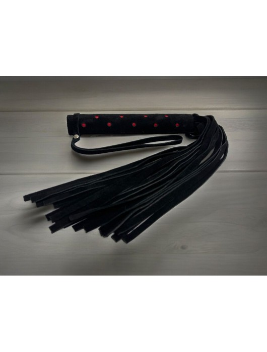 Черная замшевая плеть с красными точками на рукояти Red dot Princess - 43 см. - БДСМ Арсенал - купить с доставкой в Шахтах
