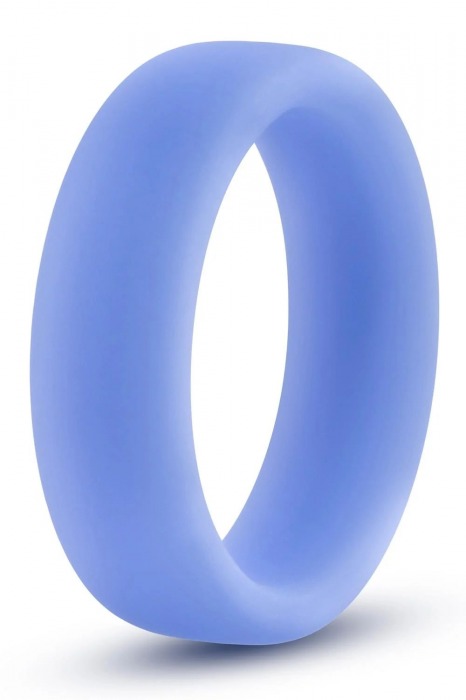 Голубое люминесцентное кольцо Silicone Glo Cock Ring - Blush Novelties - в Шахтах купить с доставкой