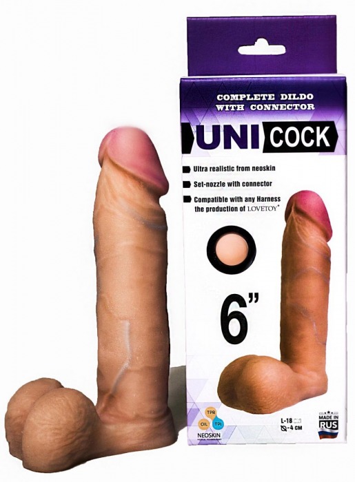 Насадка для страпона фаллической формы UNICOCK 6  - 18 см. - LOVETOY (А-Полимер) - купить с доставкой в Шахтах