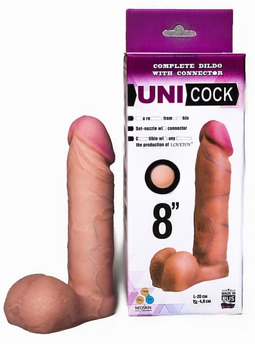Фаллическая насадка для страпона UNICOCK 8  - 20 см. - LOVETOY (А-Полимер) - купить с доставкой в Шахтах