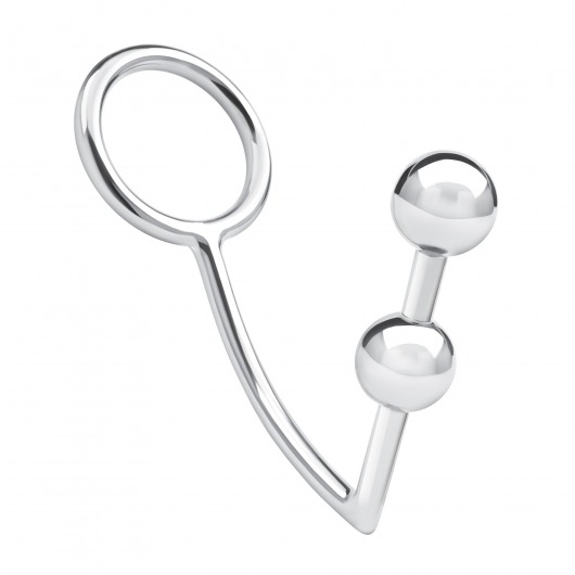 Кольцо на пенис с анальным стимулятором Two Bead Stainless Steel Anal Hook   Cock Ring - BlueLine - в Шахтах купить с доставкой