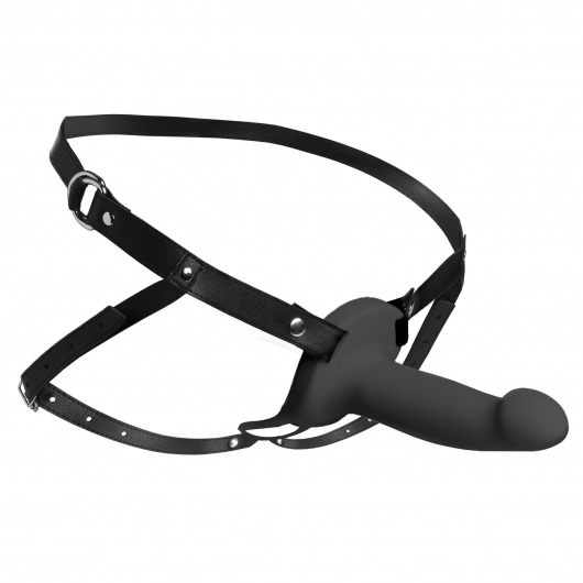 Черный полый страпон с вибрацией 2’’ Erection 28X Smooth Vibrating Silicone Penis Sheath - XR Brands - купить с доставкой в Шахтах