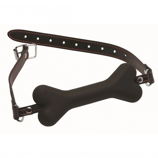 Черный кляп в форме косточки Hound Adjustable Dog Bone Gag - XR Brands - купить с доставкой в Шахтах