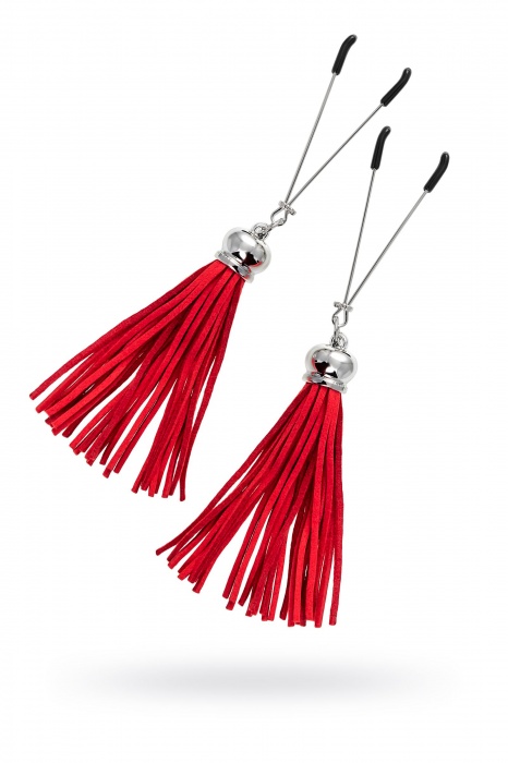 Зажимы на соски «Вилки» с красными кисточками из замши - Pecado - купить с доставкой в Шахтах