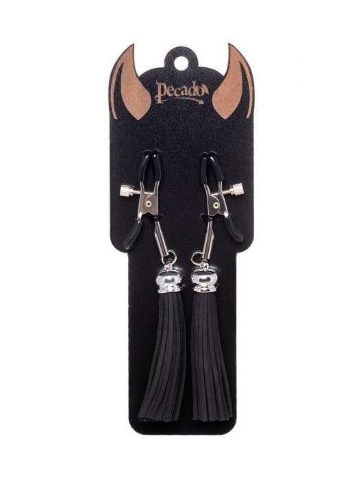 Зажимы на соски «Прищепки» с черными кисточками из замши - Pecado - купить с доставкой в Шахтах