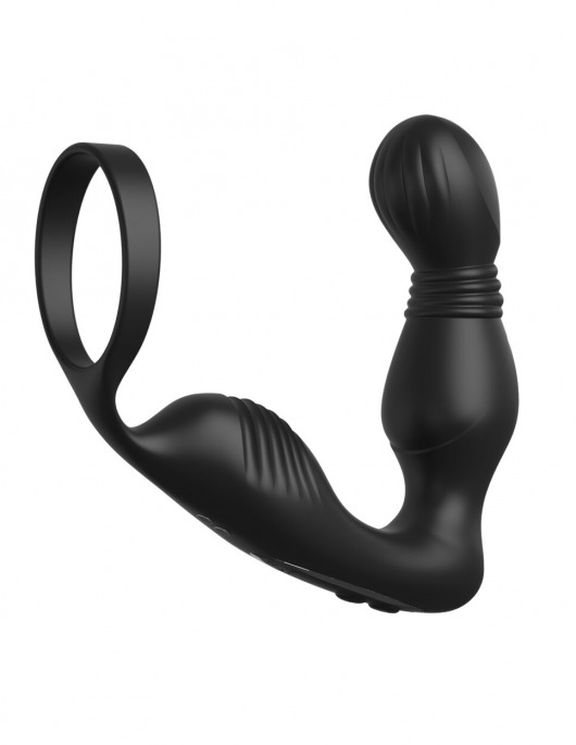 Черный вибростимулятор простаты с эрекционным кольцом Ass-Gasm Pro P-Spot Milker - Pipedream - в Шахтах купить с доставкой