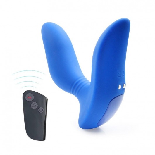 Синий вибромассажер простаты 3,5’’ Remote Control Curve P-spot Massager - 12 см. - Erokay - в Шахтах купить с доставкой