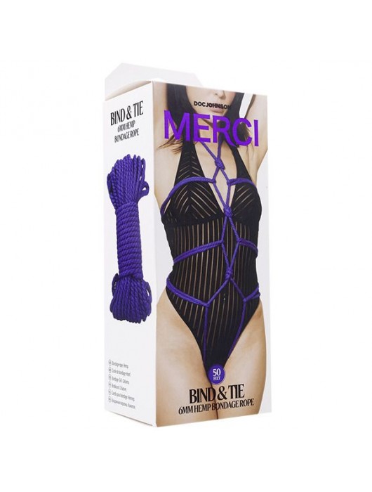 Фиолетовая верёвка для связывания и фиксации Bind Tie - 15,24 м. - Doc Johnson - купить с доставкой в Шахтах