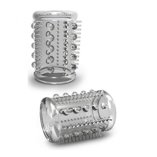 Прозрачная насадка с шипами и шишечками STAY HARD COCK SLEEVE 03 CLEAR - Blush Novelties - в Шахтах купить с доставкой
