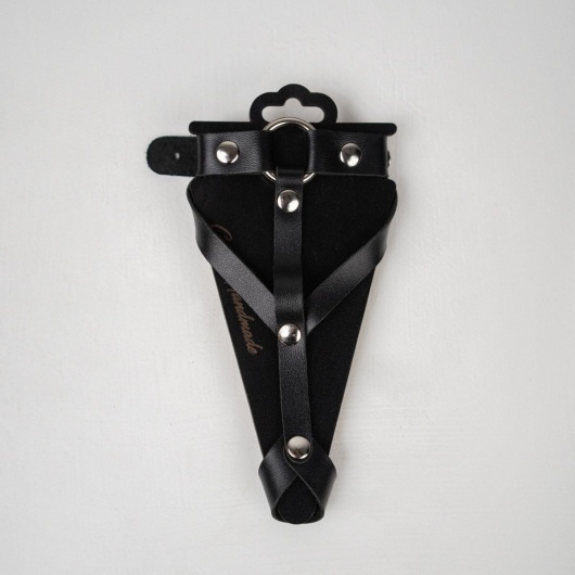 Черный кожаный браслет с кольцом - Crazy Handmade - купить с доставкой в Шахтах