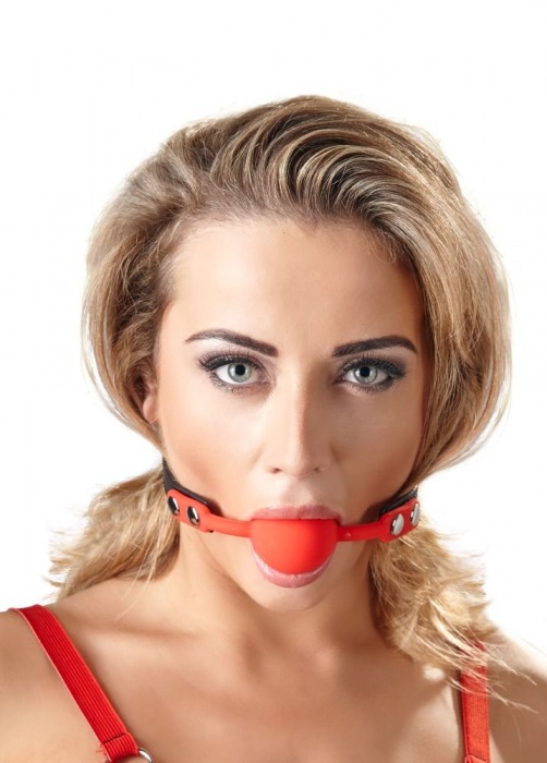 Силиконовый кляп-шар на чёрных ремешках Red Gag silicone - Orion - купить с доставкой в Шахтах