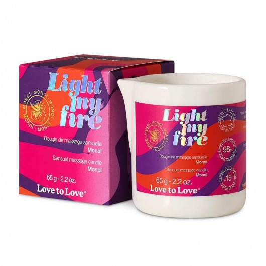 Массажная свеча Light My Fire с ароматом моной - 80 мл. - Love to Love - купить с доставкой в Шахтах
