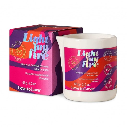 Массажная свеча Light My Fire Coconut с ароматом кокоса - 65 гр. - Love to Love - купить с доставкой в Шахтах