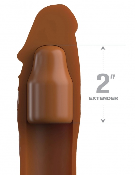 Коричневая насадка на член 2  Silicone X-tension - 20,3 см. - Pipedream - в Шахтах купить с доставкой