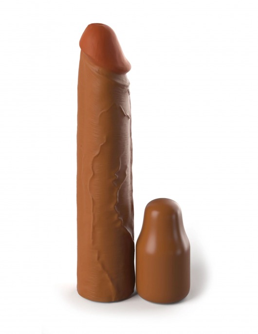 Коричневая насадка на член 2  Silicone X-tension - 20,3 см. - Pipedream - в Шахтах купить с доставкой