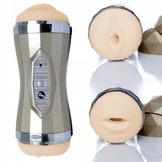 Двусторонний мастурбатор с вибрацией Double Delight - вагина и ротик - Boys of Toys - в Шахтах купить с доставкой