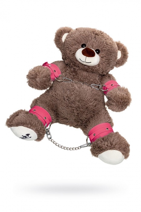 Бондажный набор: бурый мишка с розовыми оковами и наручниками - Pecado - купить с доставкой в Шахтах