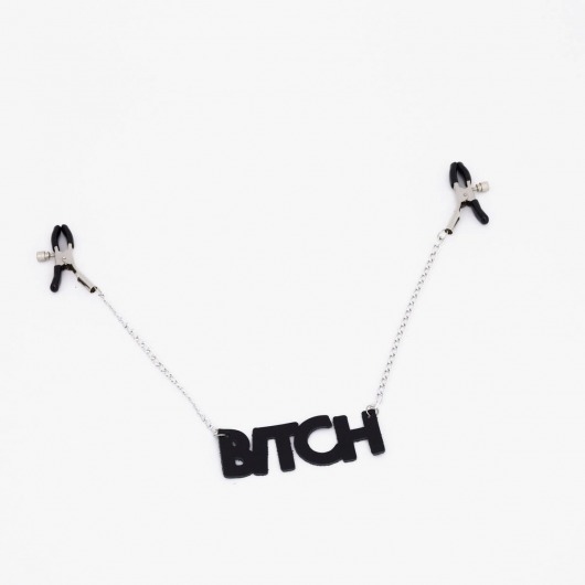 Зажимы на соски с кожаной подвеской Bitch - Crazy Handmade - купить с доставкой в Шахтах